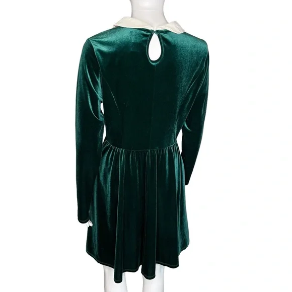 Hot Topic Velvet Green Long Sleeve Dress SM - Picture 6 of 8